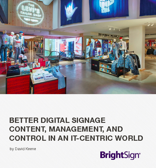 What will you learn from this eBook?
The Need: Digital signage is increasingly part of the larger IT space – with different
needs and new cost efficiency, reliability, and security mandates for networks of
increasingly connected screens.
The Solution: Best practices are coalescing around new generation, more IT-friendly solutions that match a dedicated digital signage OS with robust, industrial grade media players engineered to perform like well-integrated software, not problematic hardware – tied to Cloud control with all its advantages.
The Benefit: A reduced engineering workload for CMS providers. Better
content control and management of media player devices for end users. And for the AV Integrator: new tools to do both better integration with a third party CMS – or their own customized CMS solutions when needed.
